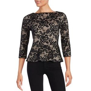 Ivanka Trump Black Lace Peplum Top
